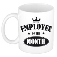 Collega cadeau koffiemok - beker - Employee of the month - werknemer van de maand - wit - personeel