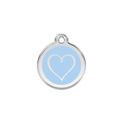 Tribal Heart Light Blue roestvrijstalen hondenpenning small/klein dia. 2 cm - Reddingo