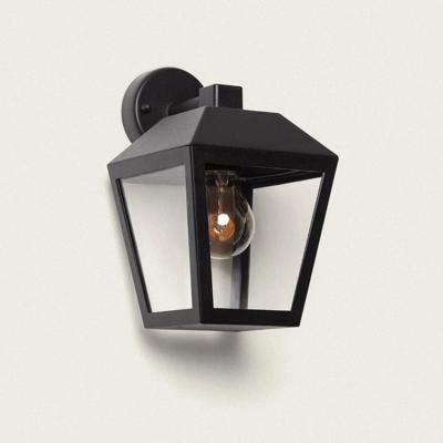Buitenlamp zwart glas e27 fitting &apos;Selene&apos; down voordeur metaal