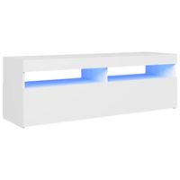 The Living Store TV-meubel - TV-meubel - 120 x 35 x 40 cm - Met RGB LED-verlichting - Wit - Bewerkt hout - thumbnail