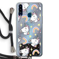 Rainbow Unicorn: Samsung Galaxy A20s Transparant Hoesje met koord