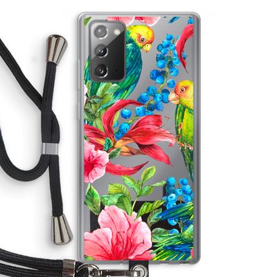 Papegaaien: Samsung Galaxy Note 20 / Note 20 5G Transparant Hoesje met koord