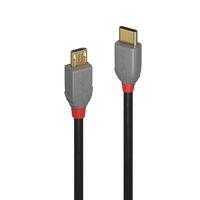 Lindy 36890 0.5m USB C Micro-USB B Mannelijk Mannelijk Zwart, Grijs USB-kabel