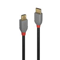 Lindy 36890 0.5m USB C Micro-USB B Mannelijk Mannelijk Zwart, Grijs USB-kabel - thumbnail