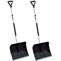 Prosperplast Sneeuwschep - 2x stuks - uitschuifbaar - zwart - kunststof - 120 tot 160 cm