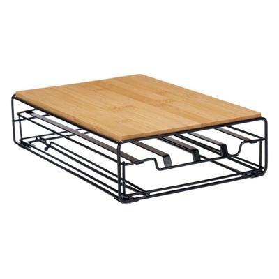 Koffiecapsule organizer Kinvara W6358S-B NESPRESSO L W6358S-B NESPRESSO L Bruin Zwart Natuurlijk Metaal Bamboe 21 x 57 x 8,5 cm