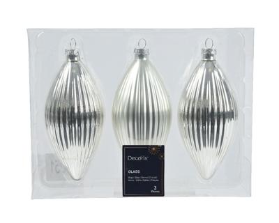 Olijf glas d6h13 cm zilver 3st - Decoris