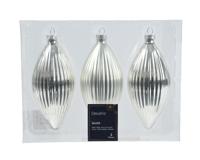 Olijf glas d6h13 cm zilver 3st - Decoris