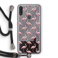 Flamingoprint groen: Samsung Galaxy A11 Transparant Hoesje met koord
