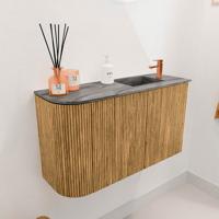 Toiletmeubel Mondiaz Joya Dlux | 71.6 cm | Meubelkleur Oak | Faye wastafel Sombra Wasbak Rechts | 1 kraangat