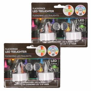 LED theelichtjes - 4x st - gekleurd - D4 cm - theelichtjes - waxinekaarsjes