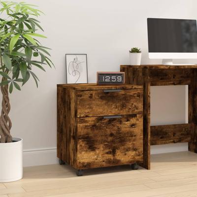 Dossierkast verrijdbaar 45x38x54 cm bewerkt hout gerookt eiken