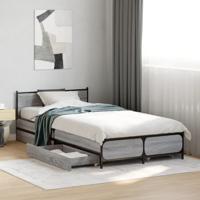 Bedframe met lades bewerkt hout grijs sonoma eiken 75x190 cm