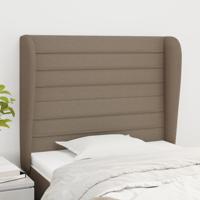 Hoofdbord met randen 103x23x118/128 cm stof taupe