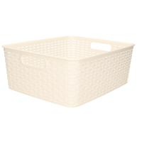 Opbergmand - Kastmand - rotan kunststof - creme wit - 12 Liter - 30 x 37 x 13 cm - thumbnail