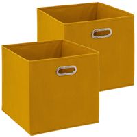 Set van 2x opbergmand 29 liter geel linnen 31 x 31 x 31 cm