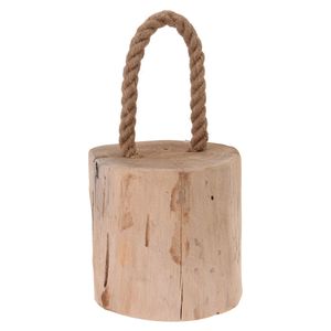 1x Deurstopper teak met draagtouw 14 cm