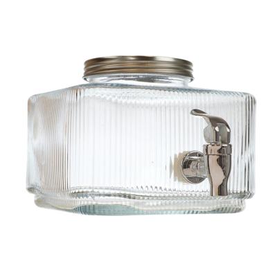 Home Deco Factory Drankdispenser vierkant - 3 liter - glas - limonadetap - 15 x 19 cm