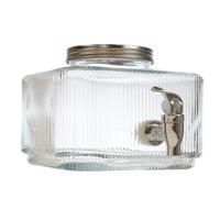 Home Deco Factory Drankdispenser vierkant - 3 liter - glas - limonadetap - 15 x 19 cm