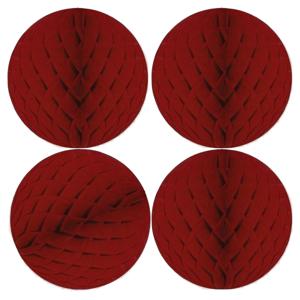 4x Papieren kerstballen bordeaux rood 10 cm kerstversiering