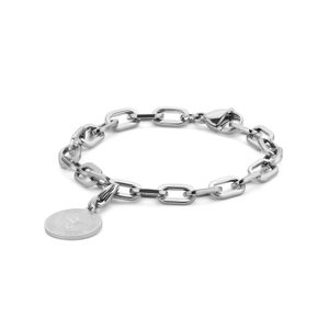 CO88 Collection Charms 8CB 90551 Stalen schakel armband - bedel rond - 20 cm