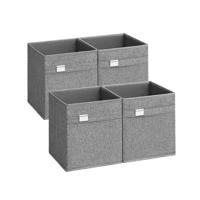 Opbergdozen set van 4 33 x 33 x 33 cm duifgrijs, Duif grijs / 26 x 26 x 28 cm