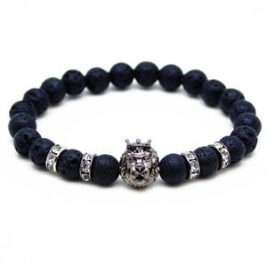 Memphis kralen armband mannen Lavasteen Lionhead Grey