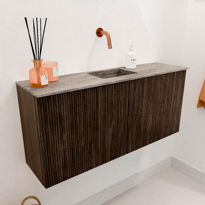 Toiletmeubel Mondiaz Joya Dlux | 90 cm | Meubelkleur Walnut | Faye wastafel Oza Wasbak Midden | Zonder kraangat(en)