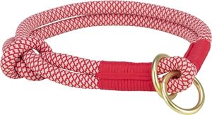 TRIXIE SOFT ROPE HALSBAND HOND HALF-SLIP ROOD / CREME 35X1 CM