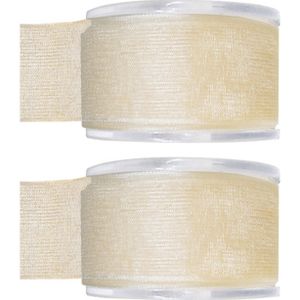 2x Hobby/decoratie ivoorwitte organza sierlinten 4 cm/40 mm x 20 meter