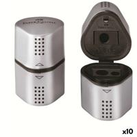 Puntenslijper Faber-Castell Grip 2001 3 in 1 Zilverkleurig Metaal (10 Stuks)