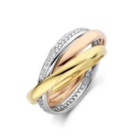 14K Tricolor Gouden Trinity Ring met Diamant 0.29ct H SI - 7,5mm