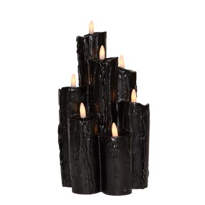 Druipkaars 7x3d vlam 25,5x15 cm zwart - Annas collection