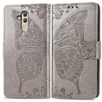 Butterfly Love bloemen reliëf horizontale Flip lederen case voor Huawei mate 20 lite met houder & kaartsleuven & portemonnee (grijs)