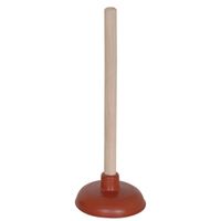 Robuuste gootsteen ontstopper/plopper - hout/rubber - 11 x 30 cm