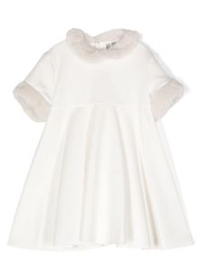 Il Gufo faux-fur pleated dress - Blanc