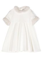 Il Gufo faux-fur pleated dress - Blanc