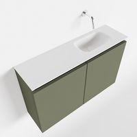 Toiletmeubel Mondiaz Ture | 80 cm | Meubelkleur Army | Eden wastafel Talc Rechts | Zonder kraangat