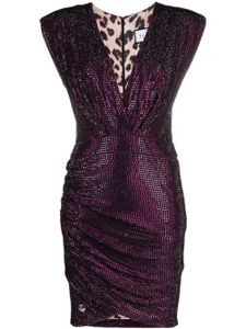 Philipp Plein robe courte à ornements en cristal - Violet