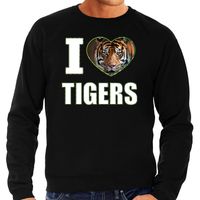 I love tigers sweater / trui met dieren foto van een tijger zwart voor heren - thumbnail