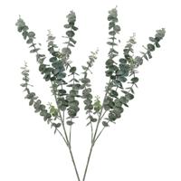 Kunstbloem Eucalyptus tak Real Touch - 2x - 88 cm - groen - losse steel - Kunst zijdebloemen