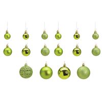 100x stuks kunststof kerstballen lime groen 3, 4 en 6 cm - Kerstbal - thumbnail