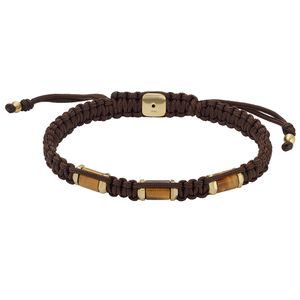 Fossil JF04471710 Armband leder-staal bruin-goudkleurig-zwart 8 mm max. 25 cm