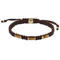 Fossil JF04471710 Armband leder-staal bruin-goudkleurig-zwart 8 mm max. 25 cm - thumbnail