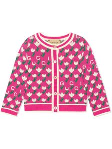 Gucci Kids cardigan à fleurs en jacquard - Rose