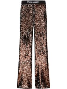 Palm Angels pantalon évasé à sequins brodés - Marron