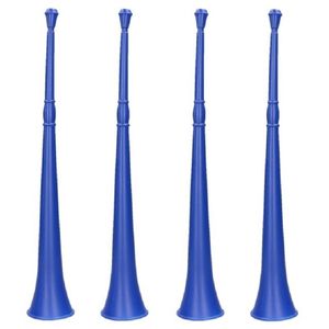 Set van 4x stuks vuvuzela grote party blaastoeter 48 cm blauw