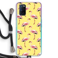 Flamingo's geel: Oppo A92 Transparant Hoesje met koord