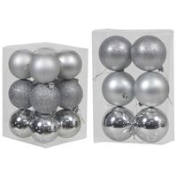 Kerstversiering set kerstballen zilver 6 - 8 cm - pakket van 36x stuks