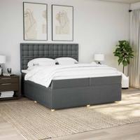 Boxspring met matras stof donkergrijs 200x200 cm